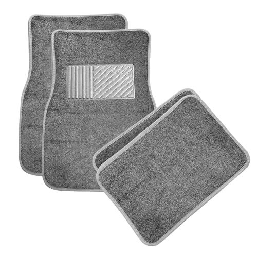MUQIDA 4PCS Car Floor Mats, Anti-Slip Waterproof Car Carpets with Safety Heel Pad, Heavy Duty Floor Mat for All Weather Protection, Universal Trim to Fit for Sedans Trucks SUVs (Gray)