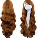 Rbenxia Curly Cosplay Wig Long Hair Heat Resistant Spiral Costume Wigs Anime Fashion Wavy Curly Cosplay Daily Party Brown 32" 80cm (Bown)