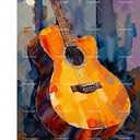 Guitar Art Paint by Numbers Kit for Adults - DIY Watercolor Acoustic Guitar Painting on Canvas, Acrylic Paint Set, Suitable for Beginners, Musical Art for Home Decoration or Gifts(16X20IN Framed)