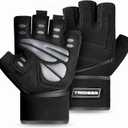 Trideer Workout Gloves for Men, Weight Lifting Gloves with Wrist Wrap Support, Full Palm Protection & Extra Grips for Weightlifting, Exercise, Cross Training, Fitness, Pull-up (Large, Black-Wrist)