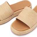 LUXMUWA Raffia Sandals Women Platform Wedge Slides Straw Espadrilles Mules Summer Shoes Cute Beach Sandals for Women 2025 Size 9