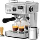 HIBREW H10A - Programmable Espresso Machine - 58mm Portafilter in Stainless Steel - Temperature & Cup Volume Adjustable at will - With Intelligent Display Screen & Pressure Gauge. (Silver)