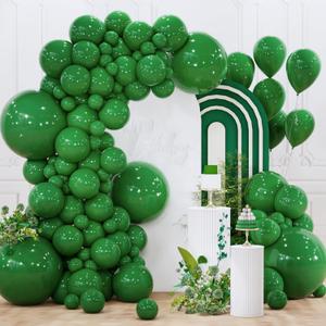 PartyWoo Green Balloons 140 pcs Different Sizes of 18 12 10 5 Inch Dark Green Balloon Arch Kit Garland for Birthday Graduation Bachelorette Dinosaur Jungle Golf Theme Party Decorations Green-Y56