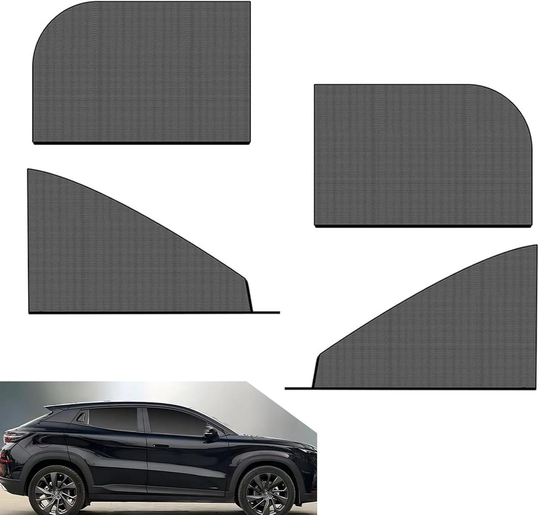4 PCS Side Window Sunshade Ventilated Sun-proof & Dust-proof Mesh, Double-layer Breathable Car Window Heat-insulating Curtains, Universal Fit for Most SUVs (Black)