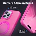 3 x MAXCURY 360 Ring Stand Magnetic for iPhone 16 Pro Max Case, [Anti-Fingerprint] [Military Drop Protection] [Compatible with MagSafe] Soft Edge Translucent Slim Back 16 ProMax Phone Case (Rose)