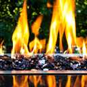 NUPICK 20 Pound Fire Glass, 1/2 Inch Reflective Fire Glass, Fit with Fire Pit and Fireplace, Black