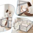 Sweeby Baby Playpen, 79x71 Inch Gate Foldable for Babies and Toddlers, Extra Large with Door Play Yard for Fence Indoor and Outdoor, Gray