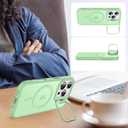 Goodon Magnetic for iPhone 16 Pro Max Case with Screen Protector, Built-in Camera Kickstand,[Compatible with Magsafe] [Wireless Charging] Translucent Matte Phone Cover for Men Women Girls - Tea Green