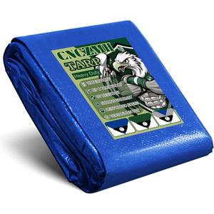 Tarp Waterproof 10x20 Feet, 8 Mil Thick Finished Size Blue Poly Tarpaulin Outdoor, Metal Grommets, Reinforced Edges, Multipurpose Tarps Protective Cover for Camping Boat Plant