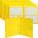 Mr. Pen- Plastic Folders with Pockets and Prongs, 24 Pack, Letter Size, Yellow, Flexible Plastic Folders with Prongs, Clear Front Pocket and Card Slot (Yellow + Organizational Sheets)