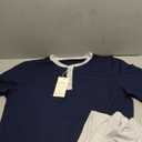 Men's Pajama Set with Henley Neckline 100% Cotton Soft and Comfortable Nightwear 2-Piece Lounge Set, M, Short Navy Blue Grey