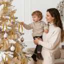 2 x 24 Pcs Christmas Bows for Tree, Light Brown Velvet Ribbon Bow for Christmas Tree, Pre-Tied Vintage Xmas Bows for Xmas Trees Wreaths Gifts Wedding Indoor Outdoor Decorations, 5 x 7 Inch (Camel)