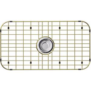 26" x 14" Large Gold Kitchen Sink Grid and Sink Protector, Stainless Steel Sink Rack for Bottom of Kitchen Sink,Centered Drain with Corner Radius, Stainless Steel