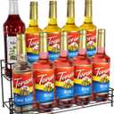 Coffee Syrup Organizer Rack, 2 Tier Coffee Syrup Stand Holder for Coffee Bar, 10 Bottles Wine Bottle Holder, Coffee Station Organizer Storage Shelf for Cocktail, Dressing, Coffee Bar Accessories