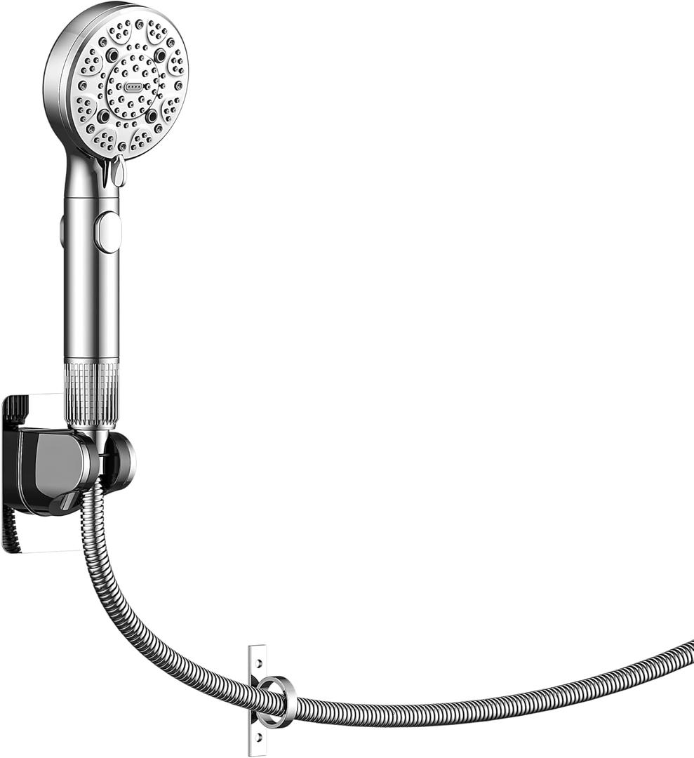 RV Shower Head with Hose High Pressure 9 Mode Shower head with on off switch, Filtered shower head, Shower Head for RV/Campers, Travel Trailer, Motorhome for Water Saving Chrome