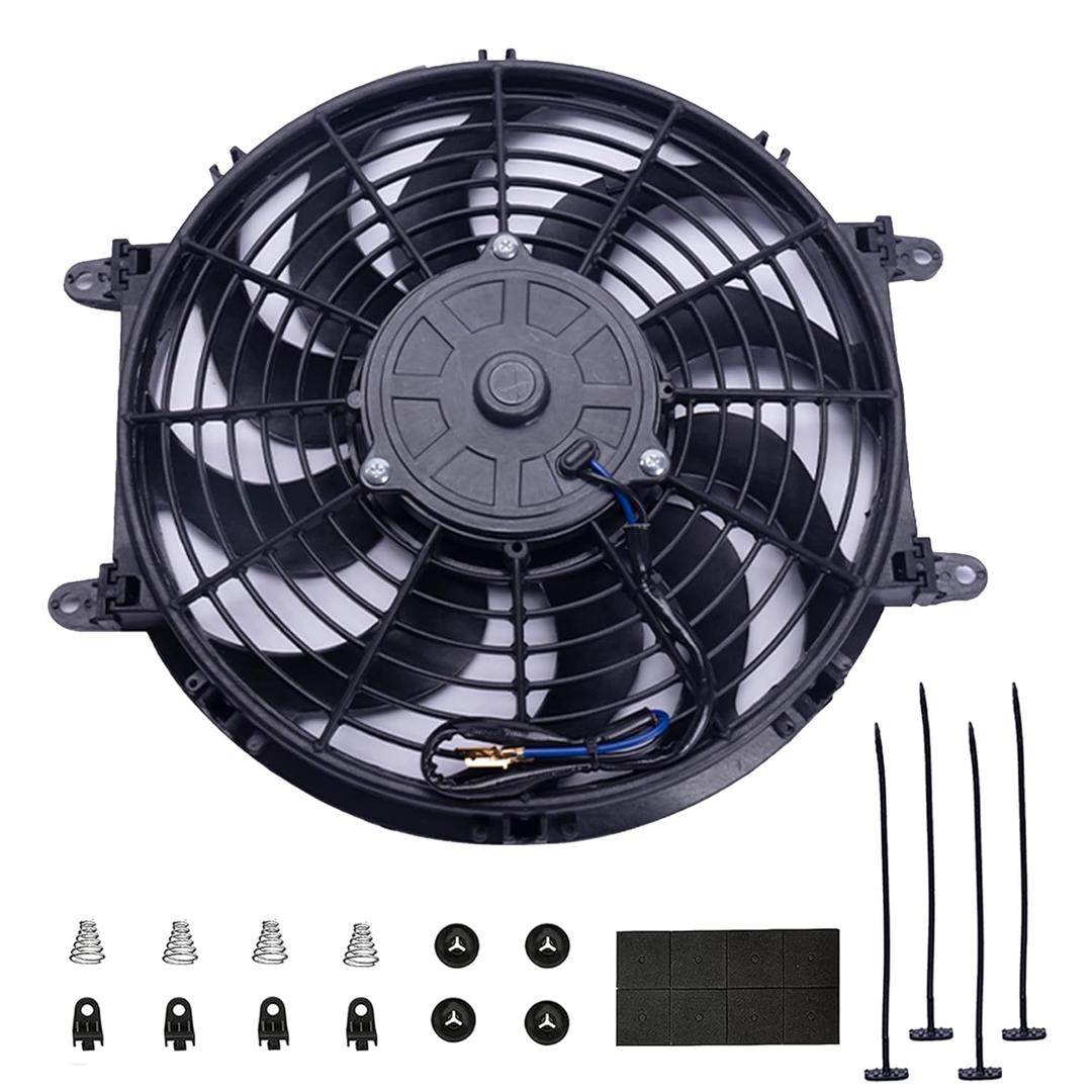 12" Inch Electric Radiator Fan 12V Universal Cooling Fan 80W Mount Kit High Performance Radiator Assembly Kit