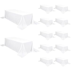 Pesonlook 12 Pack White Polyester Tablecloth-90 x 156 Inch White Rectangle Tablecloth for 8 Ft Rectangle Tables,Washable Fabric Table Cover for Wedding/Buffet Party/Dining Table/Events