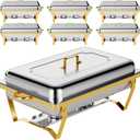 Chafing Dishes for Buffet, 9QT Chafing Dish Buffet Set Stainless Steel Buffet Food Warmers Sets for Catering Events Parties Dinners with Complete Set,Gold and Silver (1) (6)