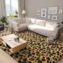 BENRON Soft Leopard Rugs for Living Room 5x8 Area Rug for Kids Room Nusery Bedroom, Fuzzy Cheetah Print Rug for Girls Boys, Wild Faux Fur Carpets, Machine Washable (Yellow/Black)