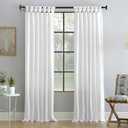 Archaeo - 54870 Washed 100% Cotton Twist Tab Curtain, 52" x 63" Panel, White
