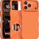 BENTOBEN Magnetic for iPhone 17 Pro Case 2025, Slim Silicone Cute Curly Wavy Edge [Compatible with Magsafe] Shockproof Drop Protective Bumper Women Girly Phone Cover for iPhone 17 Pro, Cosmic Orange