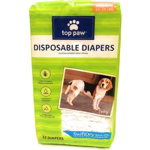 TOP PAW Disposable Dog Diapers, 12 Pack, Medium 15-35 lbs