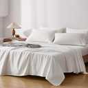 JELLYMONI 100% Cotton Bed Sheets Set  Satin Stripe, Queen Size, Soft Bedding with Deep Pocket Fitted Sheet, Flat Sheet & Pillowcases (0802)