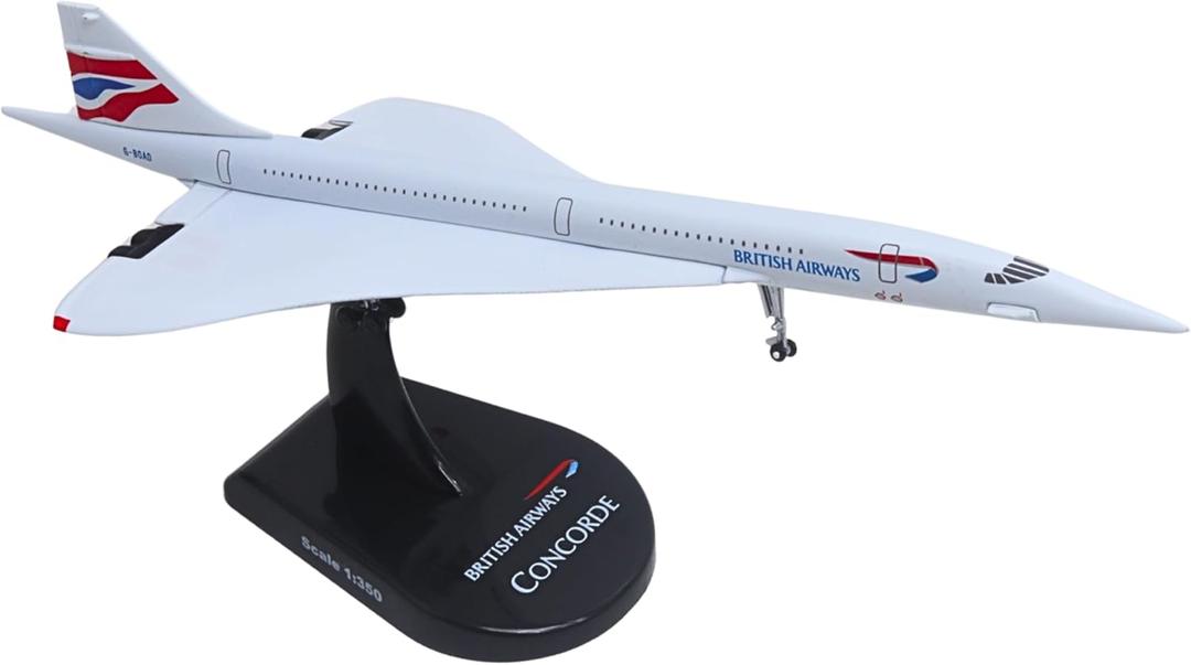 Daron Worldwide Trading Postage Stamp British Airways Concorde Vehicle (1/350 Scale), White,black