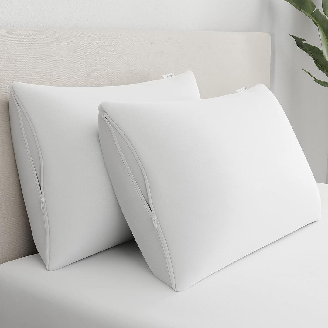 AllerEase Waterproof Soft Top Layer Hypoallergenic Allergy Defense Fabric Machine Washable Durable Zippered Pillow Protector, Standard/Queen Size, 2 Pack, White