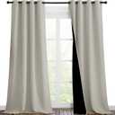 NICETOWN Natural Blackout Curtains 90 inches Long, Full Light Blocking Drapes with Black Liner for Nursery, Thermal Insulated Draperies for Hall, Villa (2 Pieces, 46" Wide Each Panel)