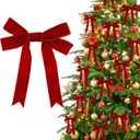 Tenn Well 24pcs Velvet Bows for Christmas Tree, Red Christmas Bow Garland with Gold Twist Ties for Xmas Ornaments, Wreaths, Garland, Gifts and Holiday Home Dcor