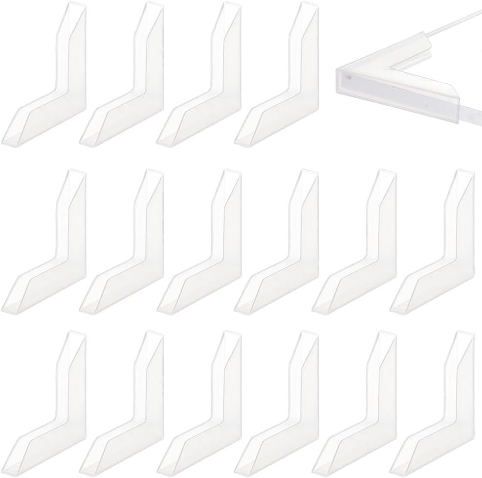BENECREAT 50PCS L-Shaped Corner Protectors, 1.7x1.7 inch Plastic Glass Safety Guard Bumpers for Tiles, Stones and Phoalbum Corners, Slot: 6mm (Transparent)
