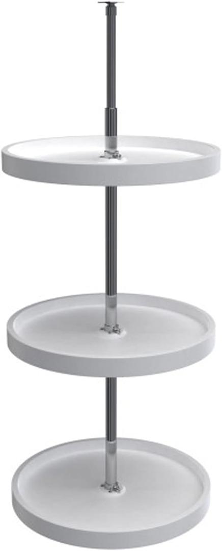 Rev-A-Shelf 18 Inch 3 Tier Full Circle Lazy Susan for H Corner Kitchen Cabinets, Large Plastic Home Storage Rotating Shelves, White, 6013-18-11-526