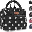 HOMESPON Insulated Lunch Bag for Women Men Lunch Box Cooler Lunch Tote for Work Picnic (Polka Dots)