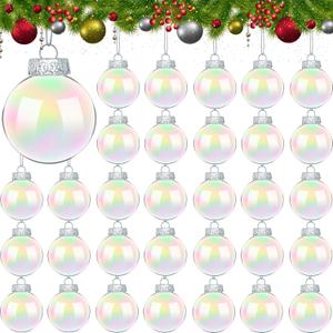 30 PCS Clear Plastic Fillable Ornaments,2.36 inch Christmas Transparent Fillable Balls,Plastic Christmas Balls for Christmas Tree Decorations,DIY Crafts,Party Home Holiday Decor