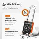 4 x 2.76 in Long Shackle Combination Lock | 4-Digit Padlock for Gym Locker, Cabinets, Toolboxes, Gates, Fences, Sheds | 1-Pack, Black/Orange