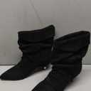 Kapxumo Women's Suede Ankle Boots Kitten Heel Pointed Toe Slouchy Fold Boots Slip On Causal Winter Cowboy Short Booties Ladies, 41