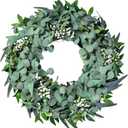 Eucalyptus Wreath for Front Door All Seasons, 20-22" Spring Summer Silk Greenery Wreath for Porch Wall, Artificial Farmhouse Home Decor For Indoor Outdoor
