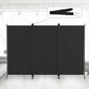 Kokorona 3 Panel Room Divider, 6FT Tall Folding Privacy Screen Wall Dividers, Portable Privacy Screen Freestanding Room Divider for Room Separation, Included - Cover Strips, Black, 102''W x 71''H