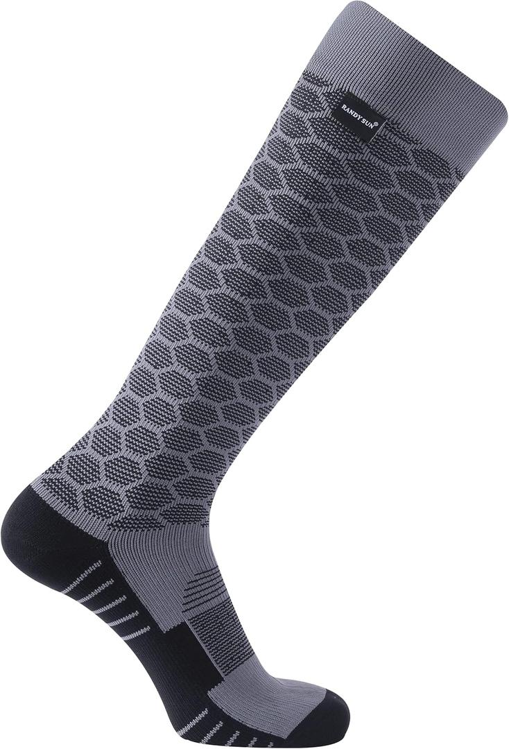 RANDY SUN Waterproof Breathable Knee High Kayaking Hunting Fishing Socks (Small, Grey&black)