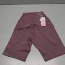 YUNOGA Women's High Waist Yoga Shorts 8" Inseam Biker Shorts Workout Spandex Shorts with Pockets (XS, Dusty Red)