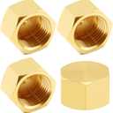Uenede 4PCS Brass 1/2 Inch NPT Caps Outer Hex 1/2" NPT Female Thread Socket Pipe End Cap Plugs Fitting for Water/Oil/Gas