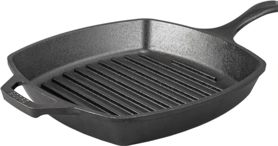 Bundle of Lodge 10.5 Inch Cast Iron Pre-Seasoned Square Grill Pan 