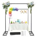 Square Backdrop Stand, 8.25FT Wedding Arch & Table Rod Stand with Clamps, Adjustable Photo Booth Background Kit, Metal