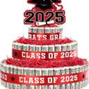 2025 Graduation Gifts for Class of 2025 Party Decorations,3 Tier Red Class of 2025 Cake Filled with Cash Money for College High School Graduation Funny Money Gifts Idea and Party Supplies