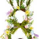 27 Inch Easter Wreath for Front Door Bunny Wreath Cute Easter Decorations Gifts with Colorful Eggs Spring Flower Home Decor Party Holiday