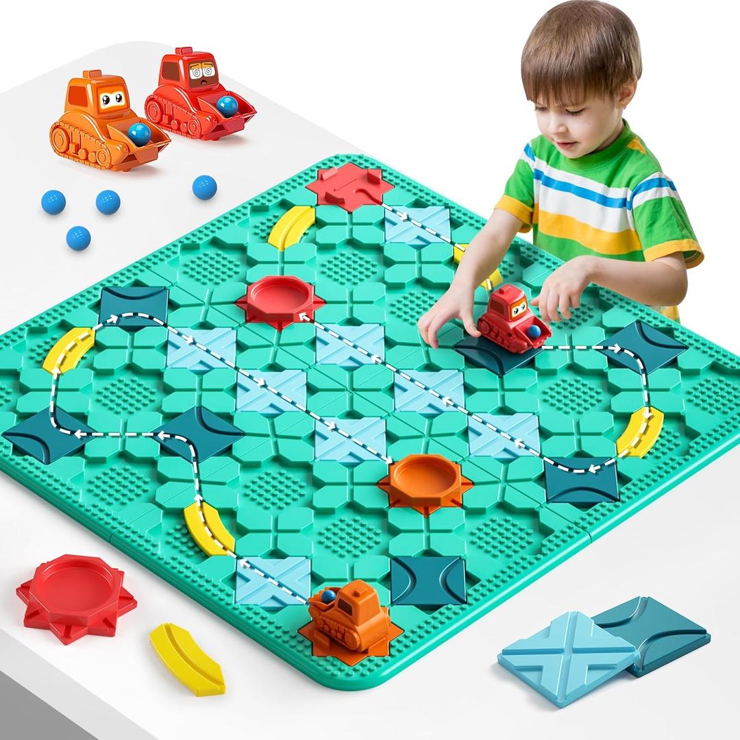 Logical Road Builder Games, STEM Family Board Game, Large Educational Smart Brain Teasers Puzzles Toys, Preschool Learning Early Montessori Birthday Gifts for Kids Boys Girls Age 4-8 Year Old (Green)