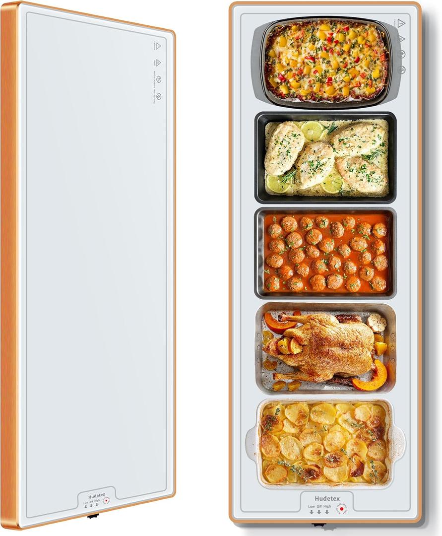 Extra Long 40"x12"-Tempered Glass Electric Warming Tray for Buffets Party/Home Daily UseWarming Mat for FoodFood Warming MatFood WarmerButton Temperature ControlHeating Fastly in 10s for Family (Extra Long-40x12, White)