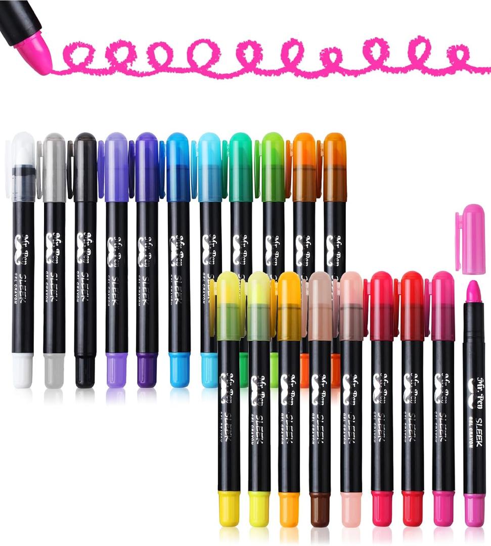 Mr. Pen Washable Gel Crayons, 20 Pack, Twistable, Non-Toxic, Kids & Adult Coloring Crayons
