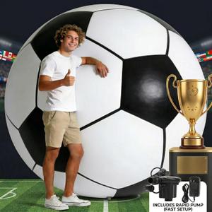 Giant Inflatable Soccer Ball - 2026 World Cup Party Decorations & Game Day Essentials, Jumbo Soccer Beach Ball for Stadium Stands, Fanzone, Pool & Outdoor Events, Includes Rapid Pump, 80-inch